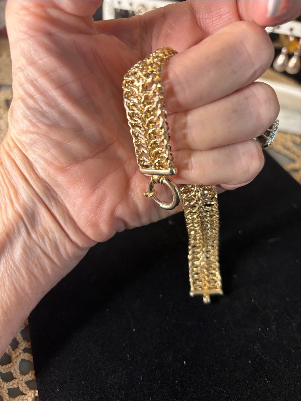 Gold-Tone Woven Chain Bracelet - Unbranded 925?